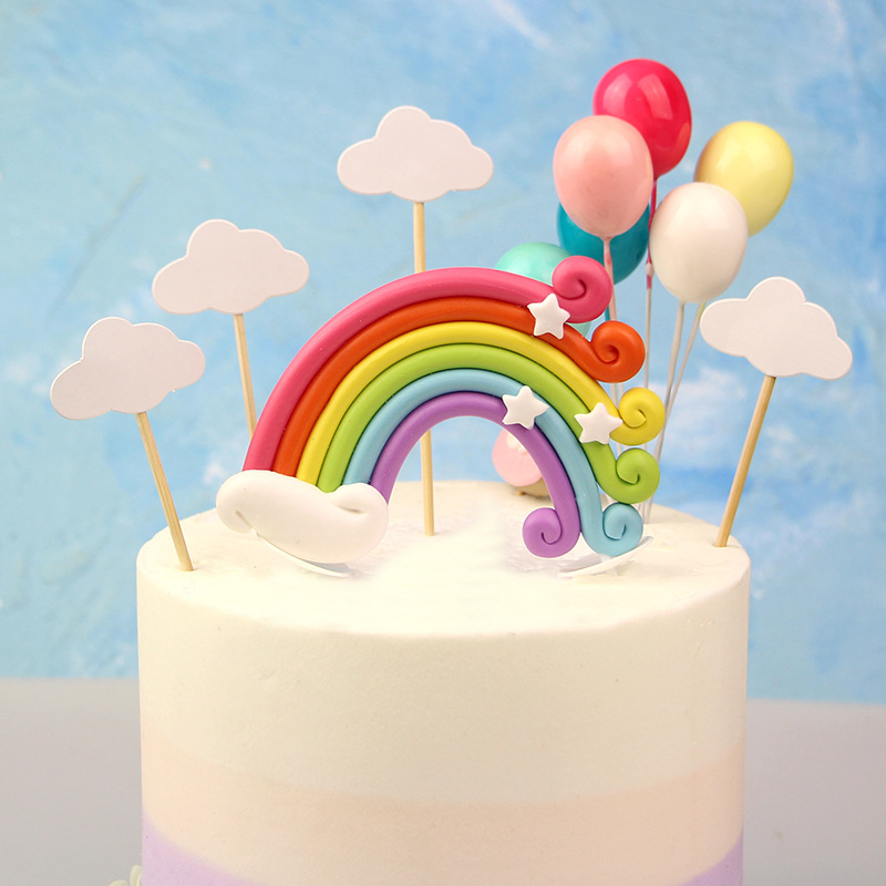Eve Party - Colorful Balloon Rainbow Cloud Cake Topper
