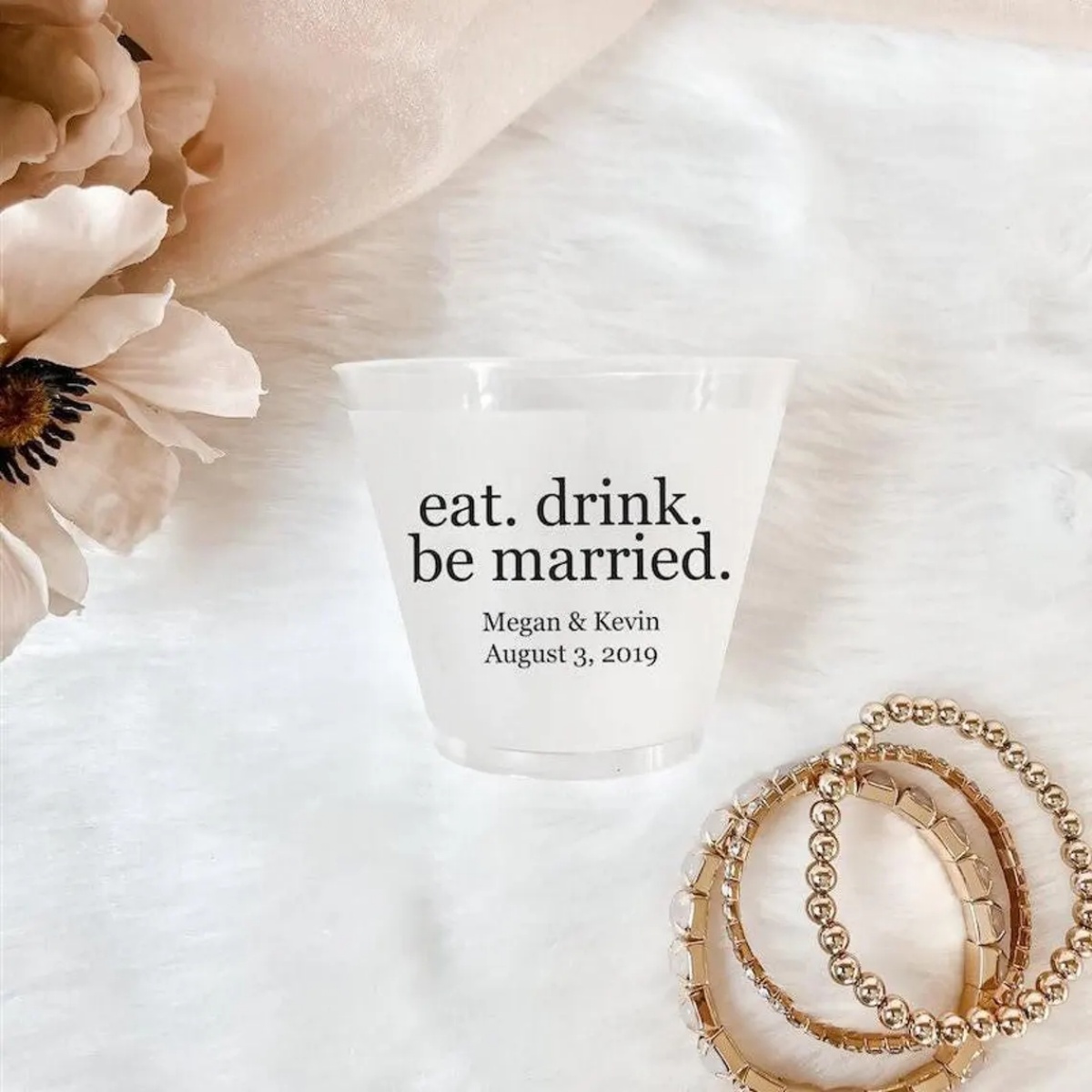 Plastic Cup 50Pcs - 10/50 Eat Drink Be Married Wedding