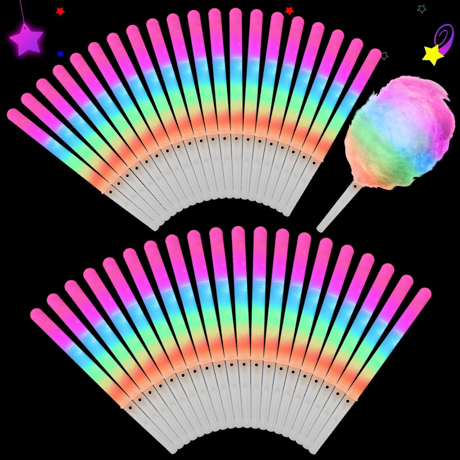 Cotton Candy Cone - 20pcs Colorful Flashing LED Cotton Candy