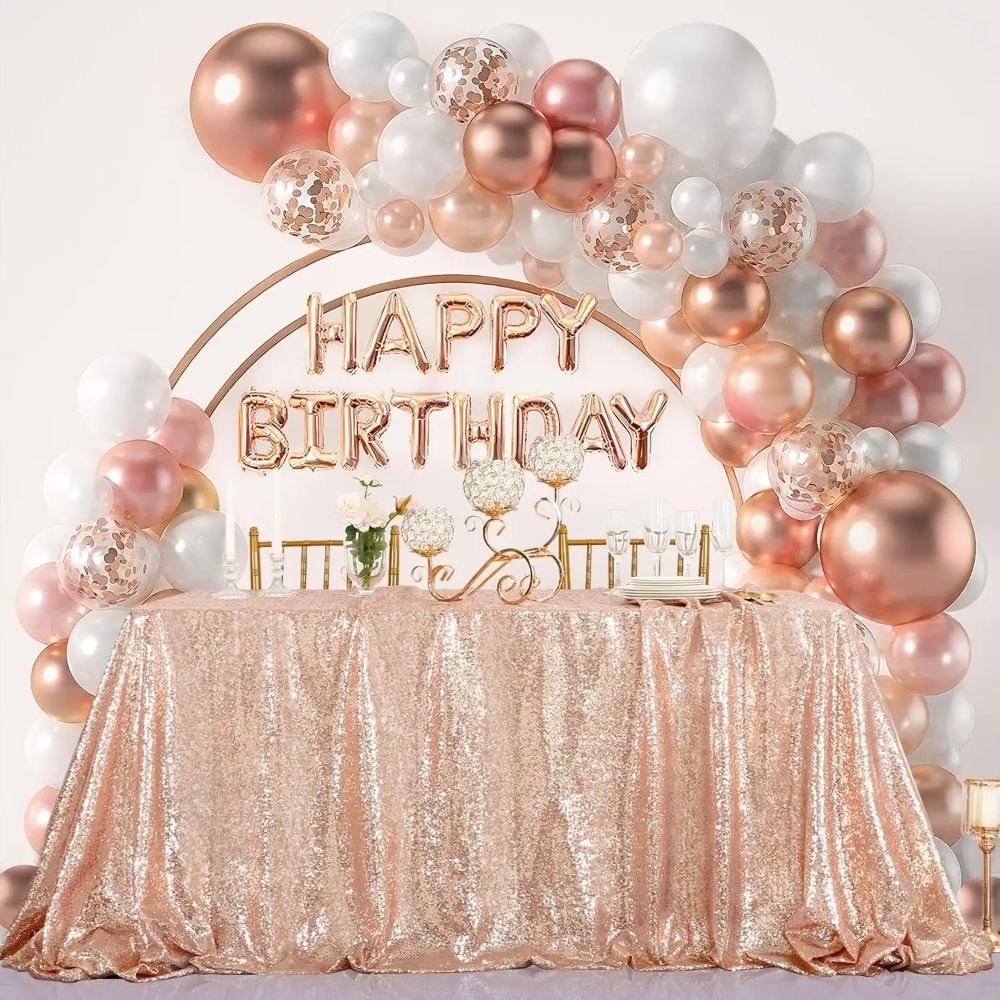 Table Cloth Disposable - Practical Rectangular Party Sequin Tablecloth Solid