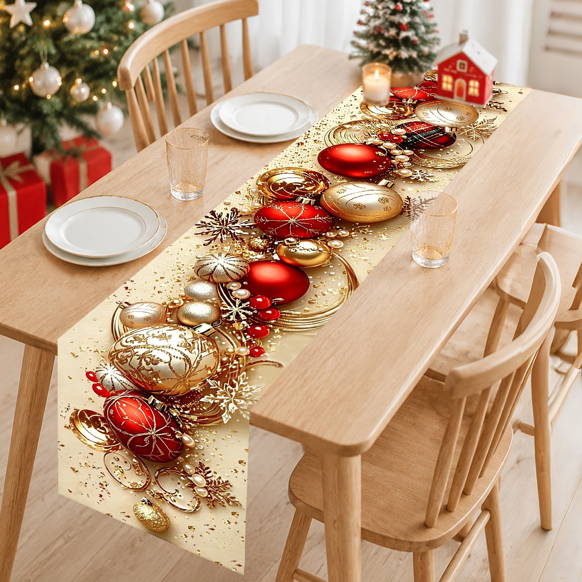 Eve Party - Retro Christmas Table Runner Xmas Ball