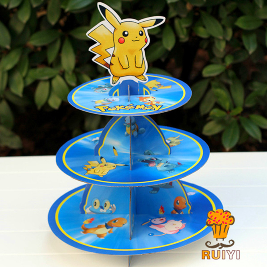 Cupcake Stand Tier - Pikachu Pokemon Three Tier Cake Stand