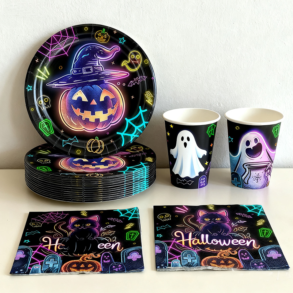 Table Cloth Disposable - Halloween Party paper Plates Napkins Cups
