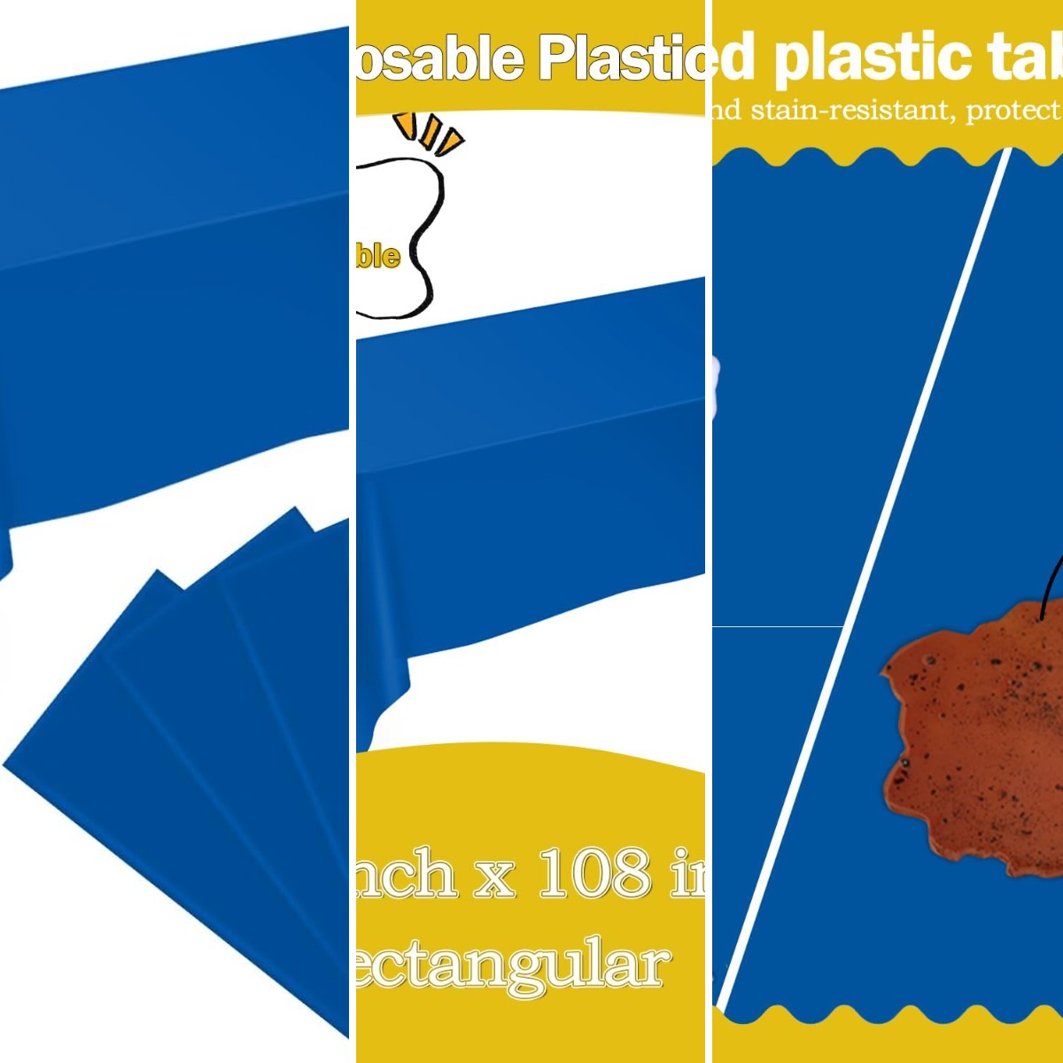 Table Cloth Disposable - Royal Blue 6 Pack Plastic Table