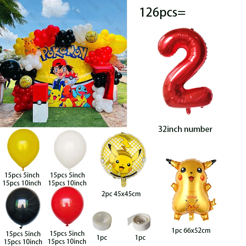 126pcs Cartoon Pikachu Theme B - Balloon Arch Kit ulasan dan harga