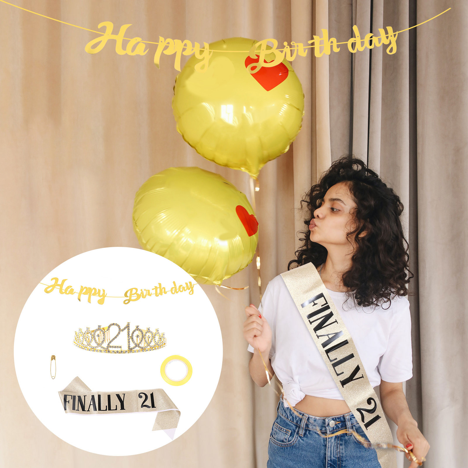 1Set Glitter Birthday Crown Go - Birthday Sash Glitter ulasan dan harga