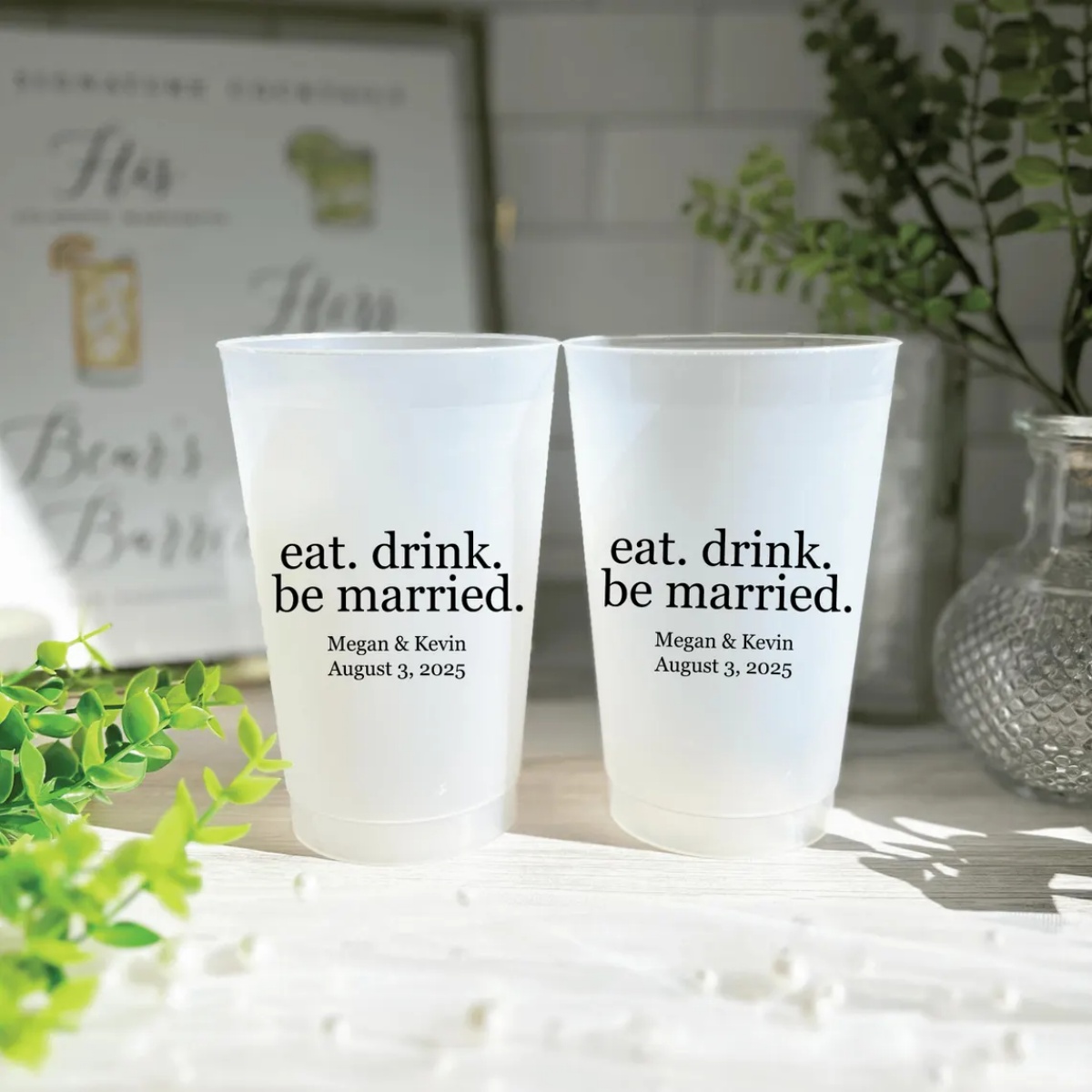 10/50 Eat Drink Be Married Wed - Plastic Cup 50Pcs ulasan dan harga