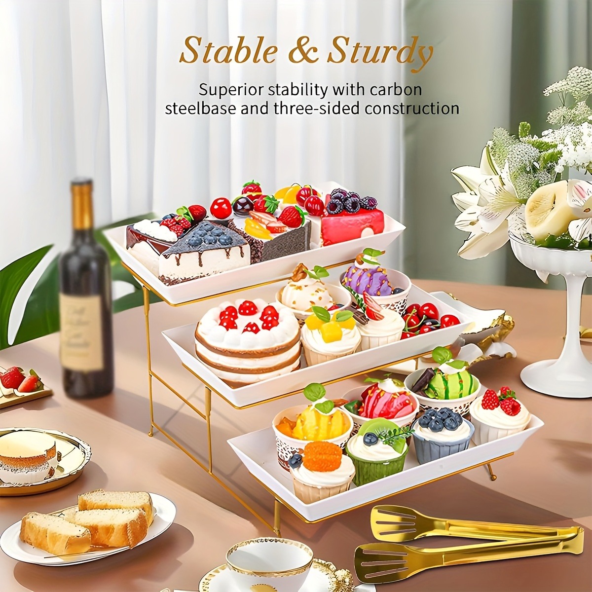 White Tiered Serving Stand + T - Cupcake Stand Tier ulasan dan harga