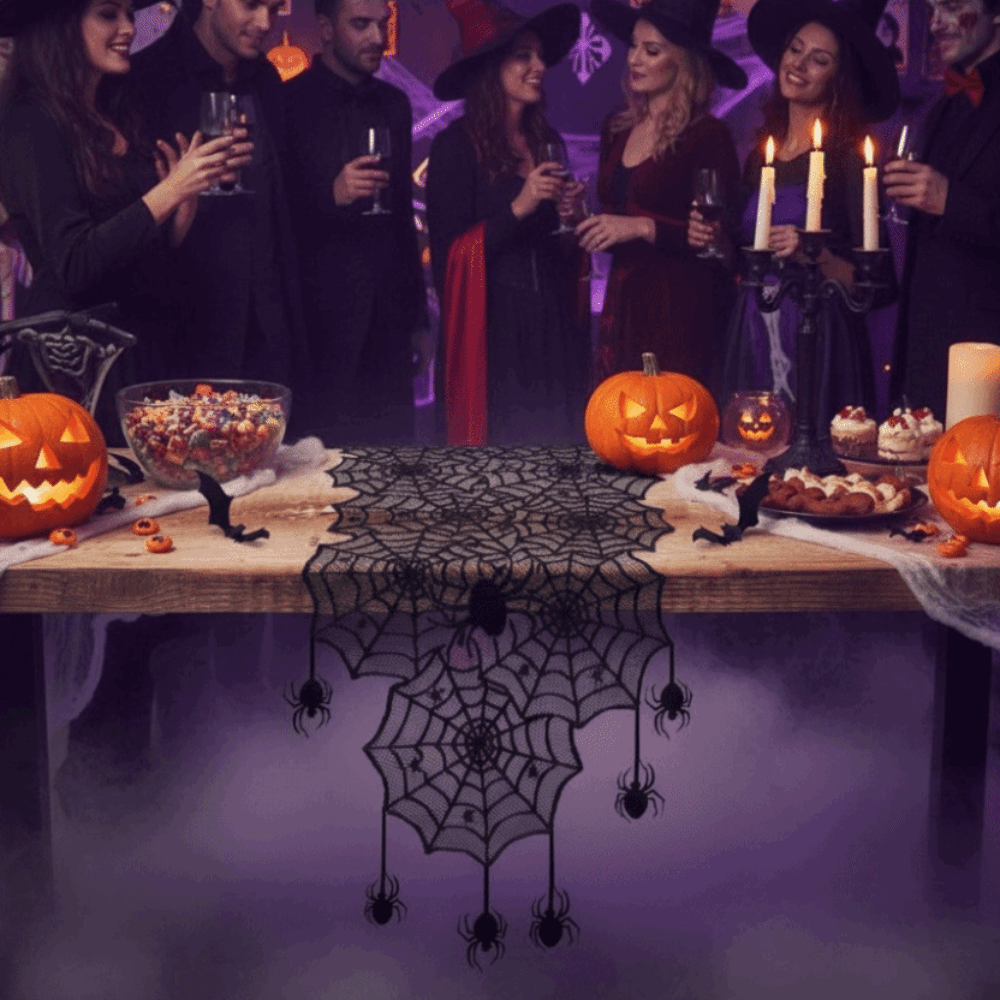 Translucent Spider Web Black L - Table Cloth Disposable ulasan dan harga