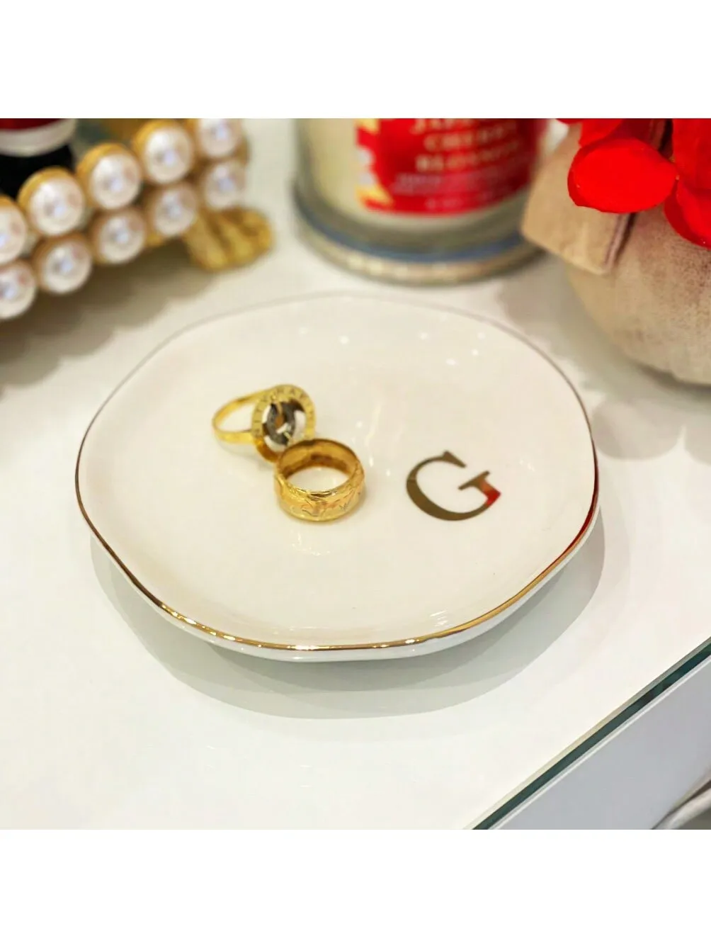 Initials Ring Dish Jewery Tray - Event Z ulasan dan harga