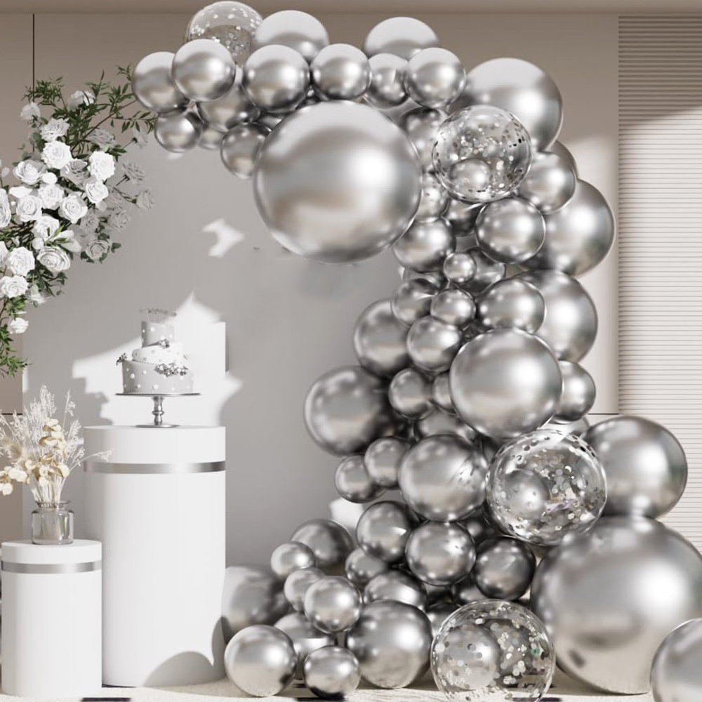 68Pcs Metallic Silver Balloons - Balloon Arch Kit ulasan dan harga