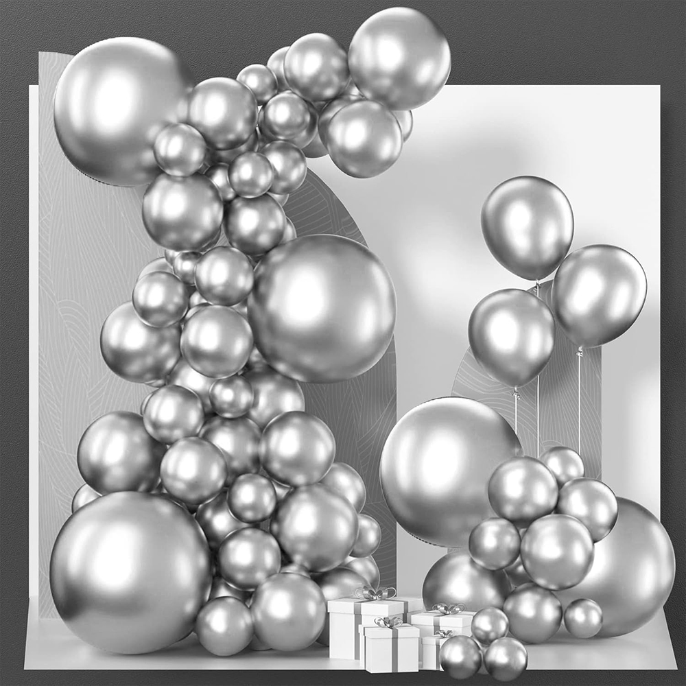 68Pcs Metallic Silver Balloons - Balloon Arch Kit ulasan dan harga