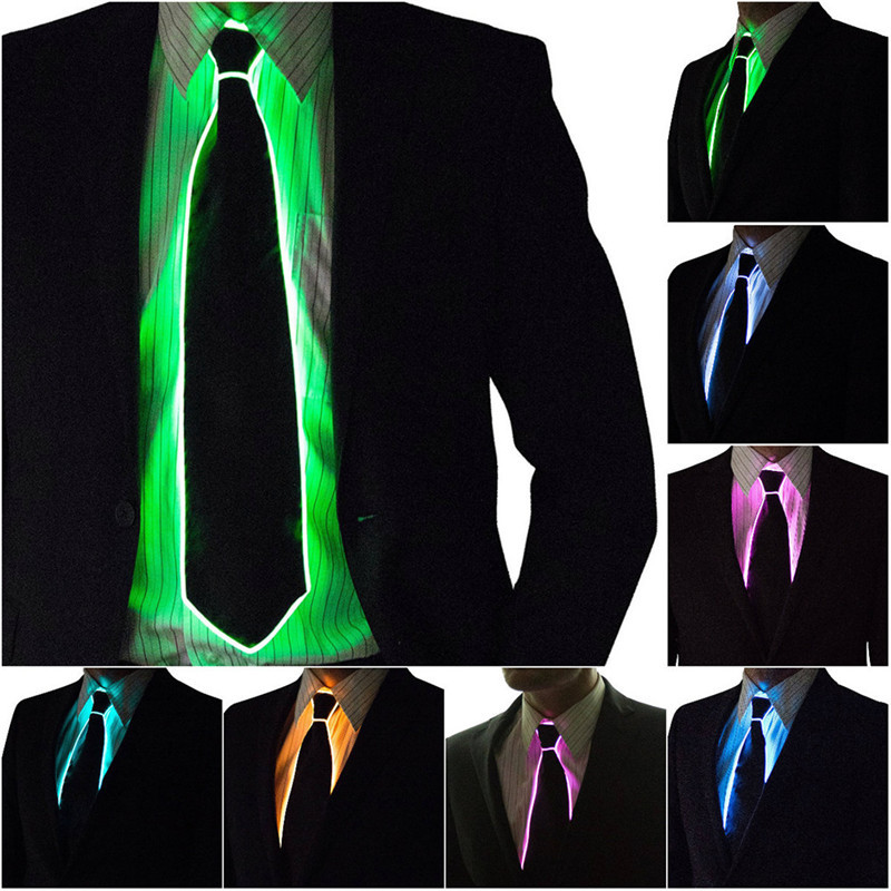 Men Glowing Tie EL Wire Neon L - Event Party Dj ulasan dan harga