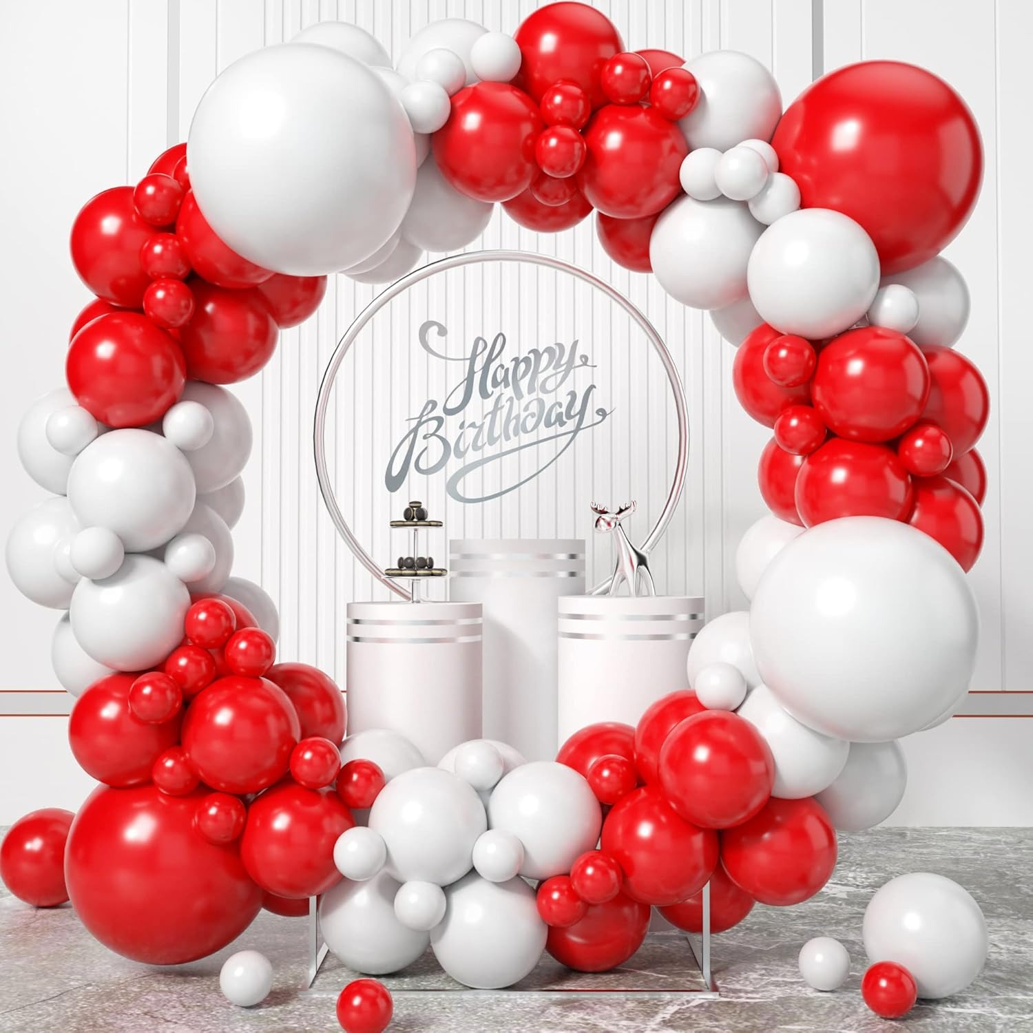 100Pcs Red and White Balloon G - Balloon Arch Kit ulasan dan harga