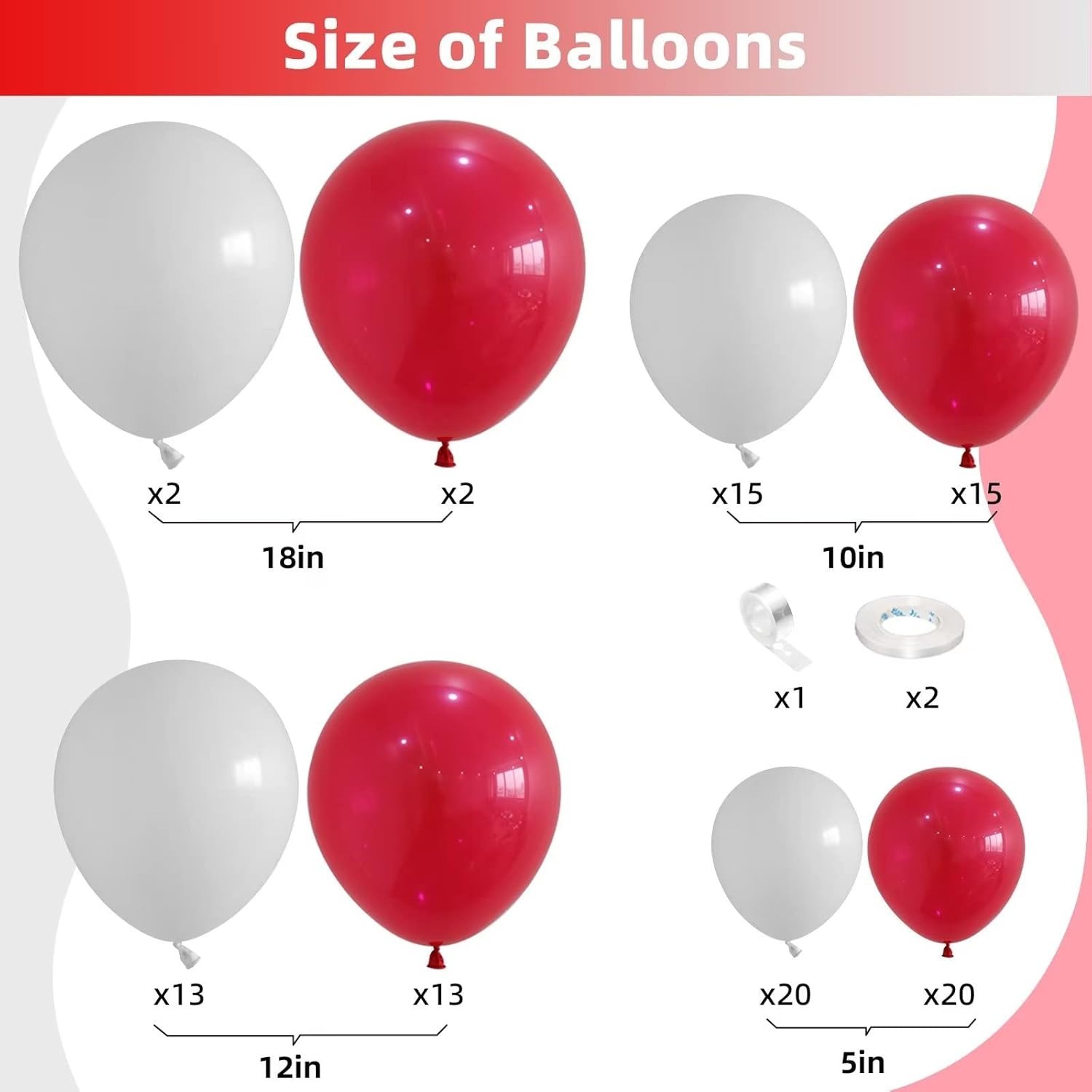 100Pcs Red and White Balloon G - Balloon Arch Kit ulasan dan harga