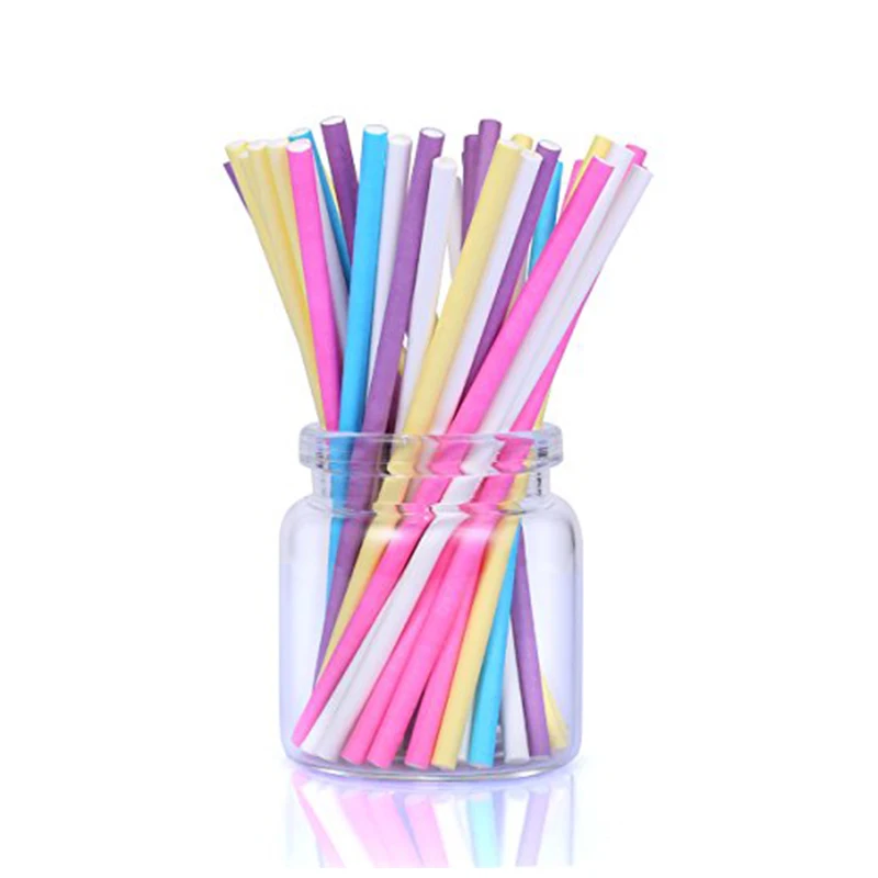 100Pcs/Lot Paper Lollipop Stic - Paper Straw Color ulasan dan harga