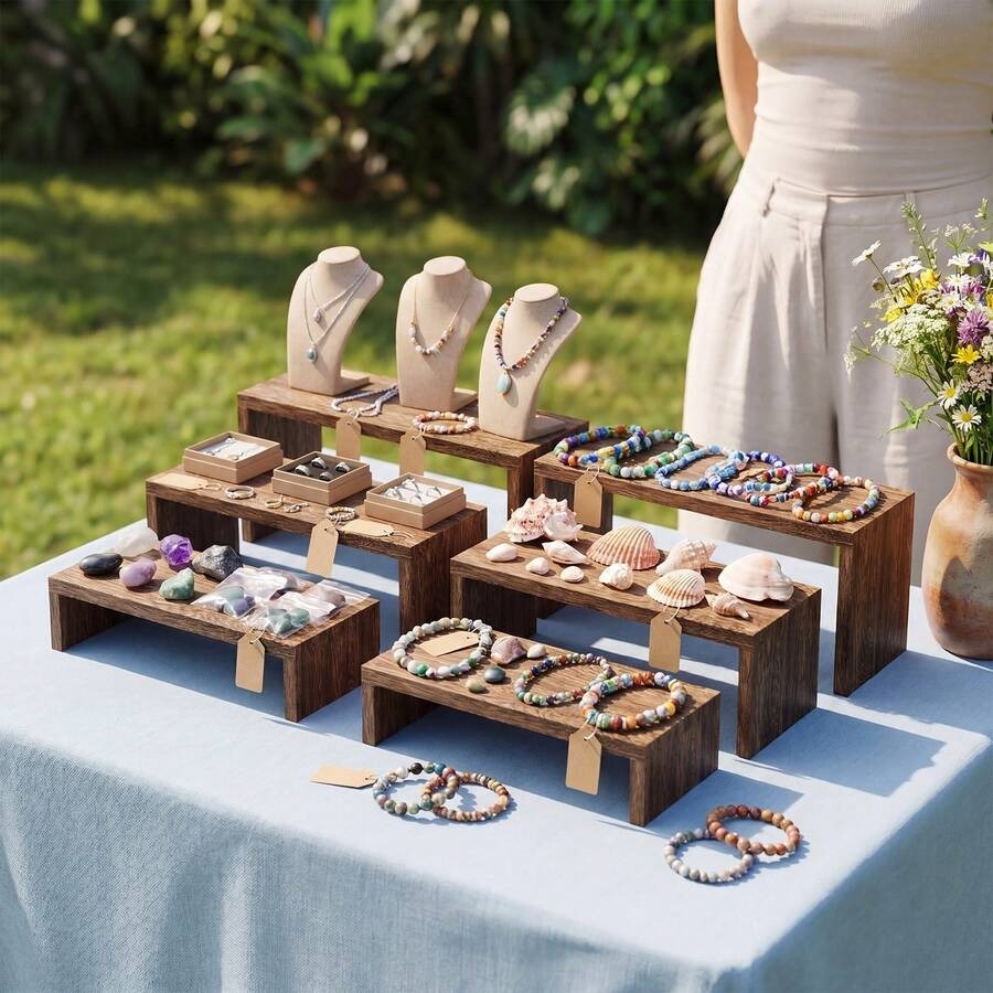 6pcs Display Wood Stand, Woode - Cupcake Stand Tier ulasan dan harga