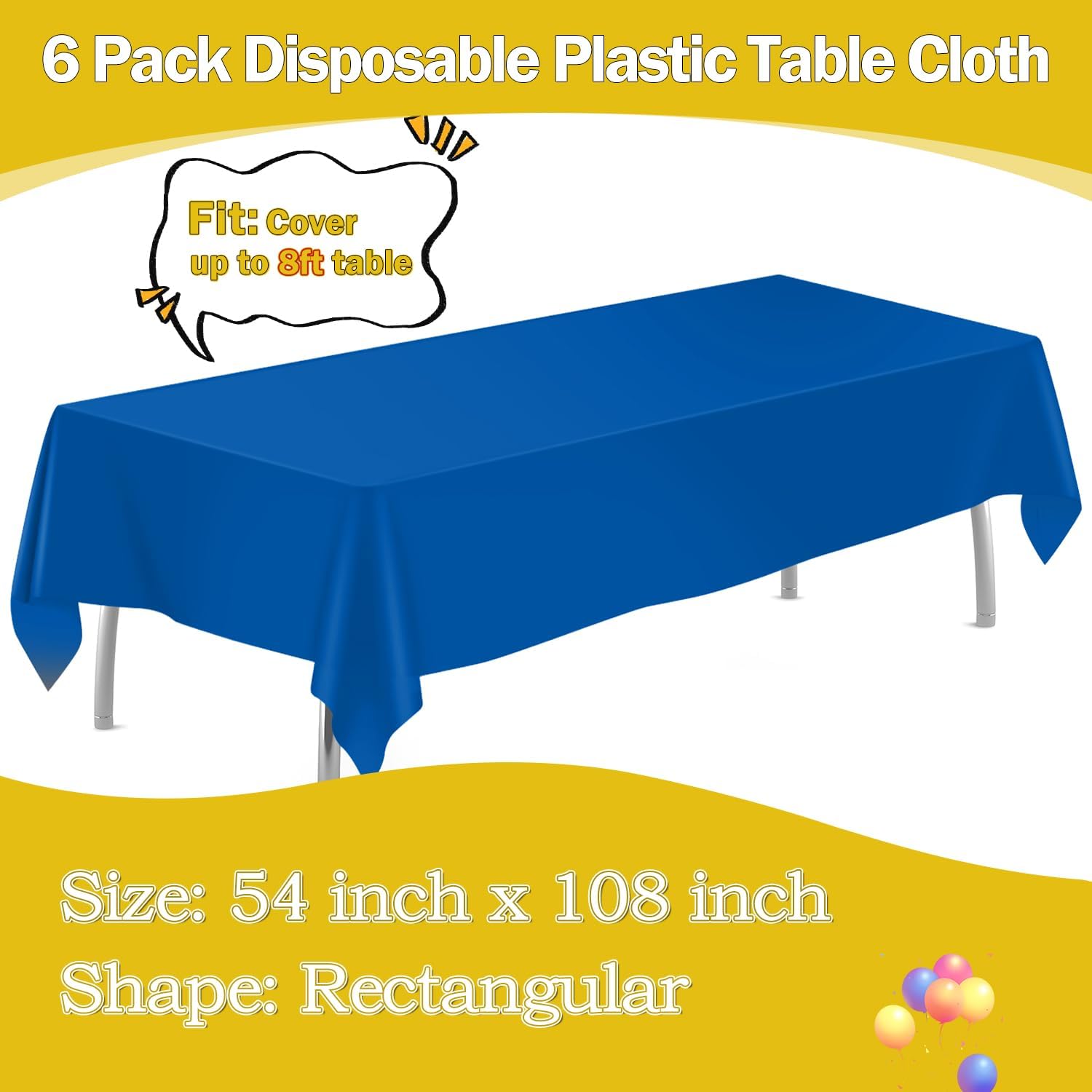 Royal Blue 6 Pack Plastic Tabl - Table Cloth Disposable ulasan dan harga