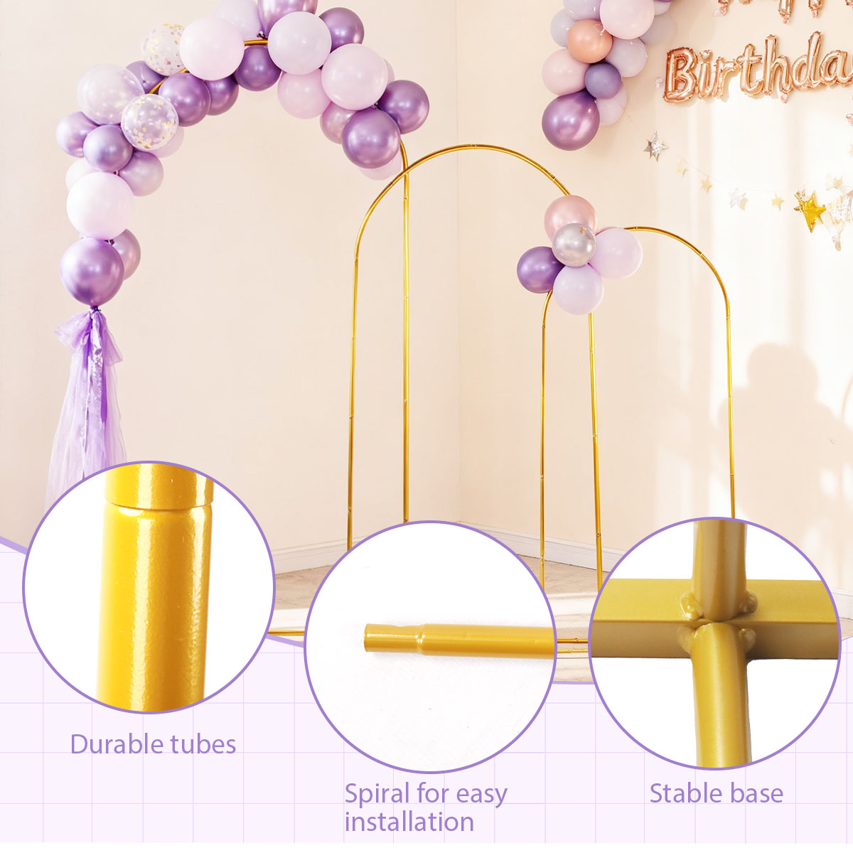 3Pack Golden Metal Arch Kits,  - Balloon Arch Kit ulasan dan harga