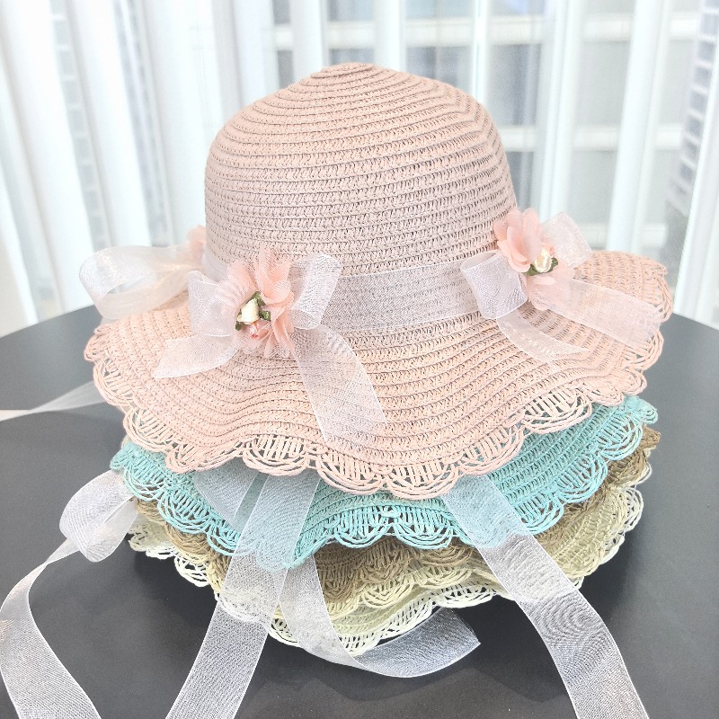 Girls 2pcs Straw Hat Solid Col - Paper Straw Color ulasan dan harga