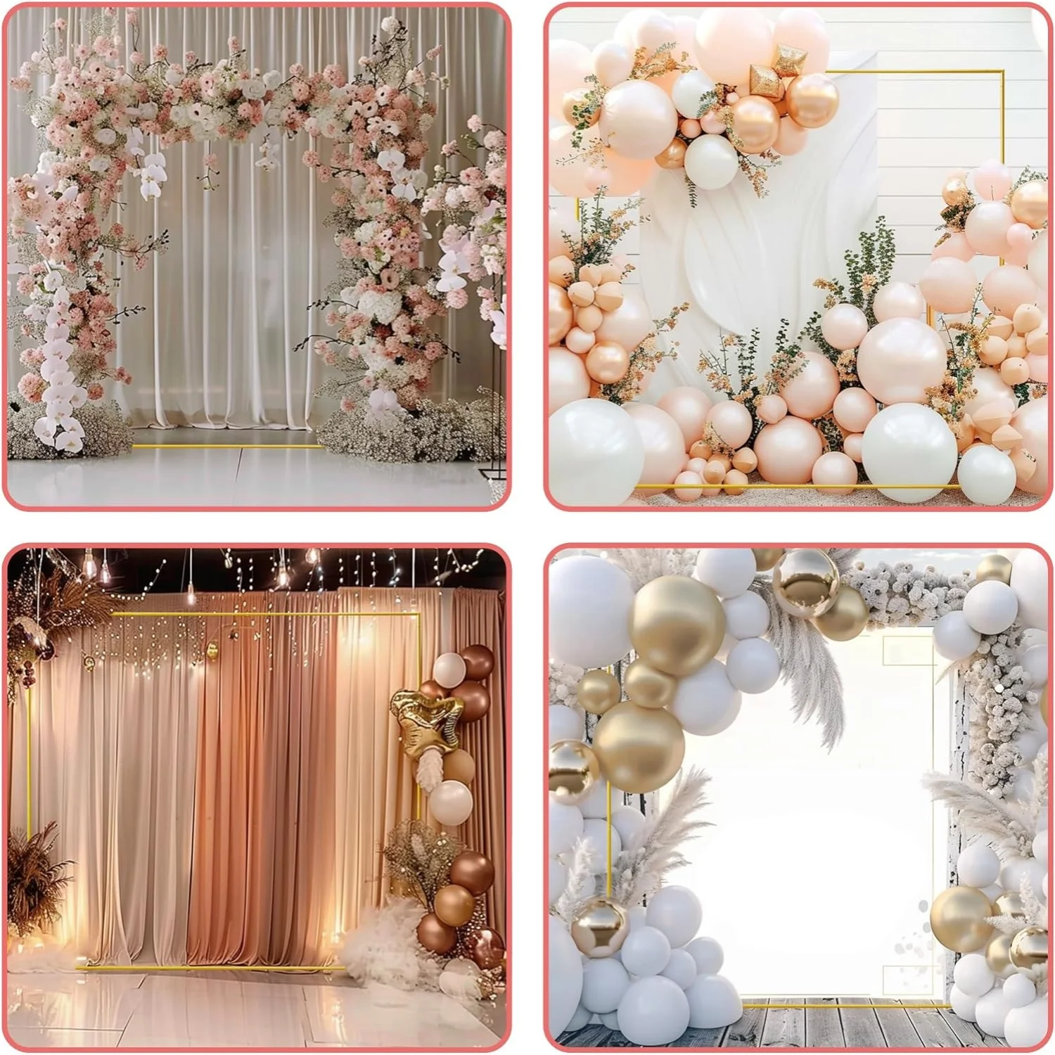 Gold Wedding Arches Square Bac - Balloon Arch Kit ulasan dan harga